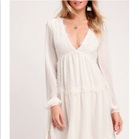 Lulu's Wistful Moments White Long Sleeve Dress. Size Small. NWT. - Picture 12 of 13